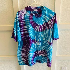 Port And Company Men’s Purple Blue Swirl Tie Dye Short Sleeve T Shirt Size XL